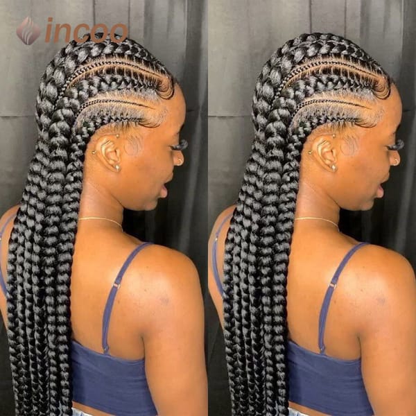 Incoo 36" Synthetic Full Lace Braided Wigs For Black Women Jumbo Knotless Box Braid Lace Wigs Cornrow Wig Braide African Hair