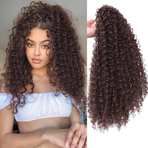 Long Afro Curly Drawstring Ponytail Synthetic Puffy Kinky Curly Fake Tail Extension Fluffy Curly False Hair Ponytail for Women