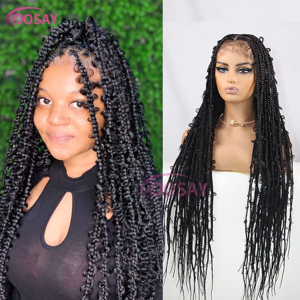 36 Inch Jungle Braided Wig Synthetic Butterfly Braids Full Lace Wigs Goddess Locs Wig Pre-Plucked Baby Hair Box Braids Wig Dosay