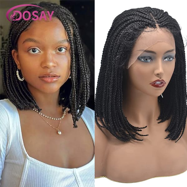 Dosay Short Synthetic Wigs For Women 10" Classic Durable Short Bob Lace Frontal Small Box Braided Wigs Cool Hair Light Weight