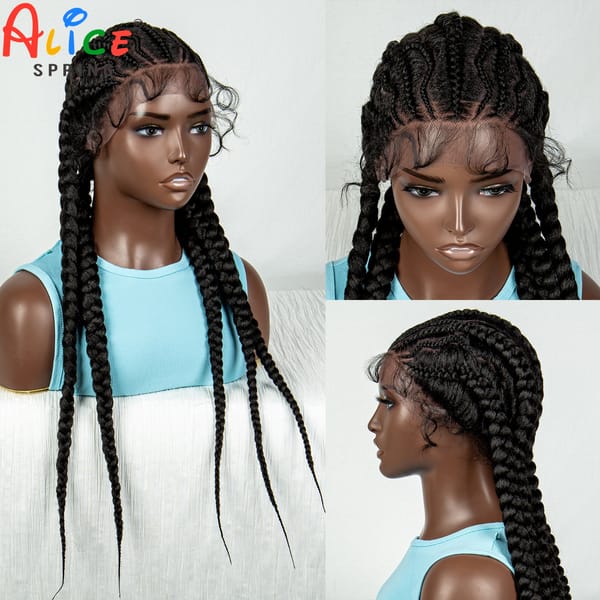 Synthetic Lace Front Knotless Box Braided Wigs Fully Handmade Lightweight Twist Braiding Hair Wig with Baby Hair For Black Women