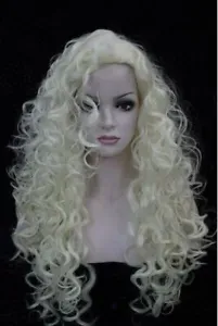 Women Wig Wavy Curly Wig Ladies Long Hair Wig Silver White Wigs