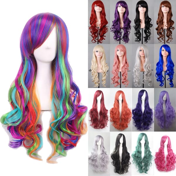 Womens Long Curly Wavy Wigs Cosplay Fancy Party Synthetic Hair Wig Costume Prop