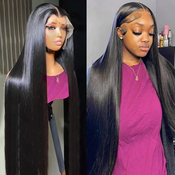 13x6 HD Transparent Straight Lace Front Human Hair Wigs Brazilian Remy 26 30 inch Bone Straight 13x4 Lace Closure Wig For Women