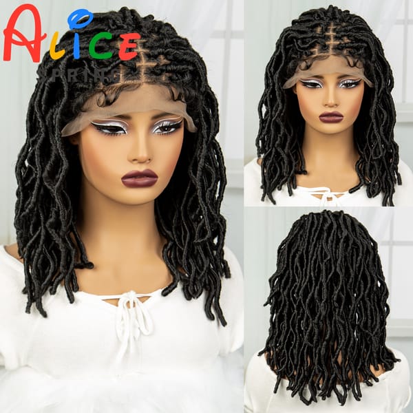 14inch Twist Natural Locs Crochet Wigs for Women Synthetic Lace Front Square Knotless Braiding Hair Wigs Dreadlocks Braided Wigs