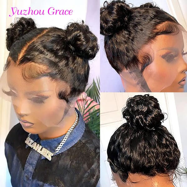 360 HD Lace Frontal Wigs Deep Wave 13x6 HD Lace Front Wig 360 Full Lace Front Wigs Human Hair Pre Plucked 34inch 250 Density