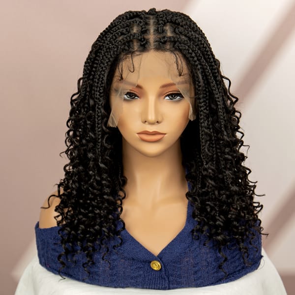 Box Braided Wigs Full Lace Synthetic Wigs for Women Curly Hair Braided Wigs with Baby Hair Short Braiding Hair Afro Wigs