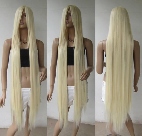Wholesale free shipping 51'' Long Bang Blonde Straight Cosplay Hair Wig 613#