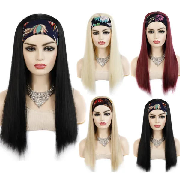 4Color 3/4 Half Long Charm Women‘s Spiral Headband Black African Straight Hair Ribbon Wigs Kinky Headband Wigs