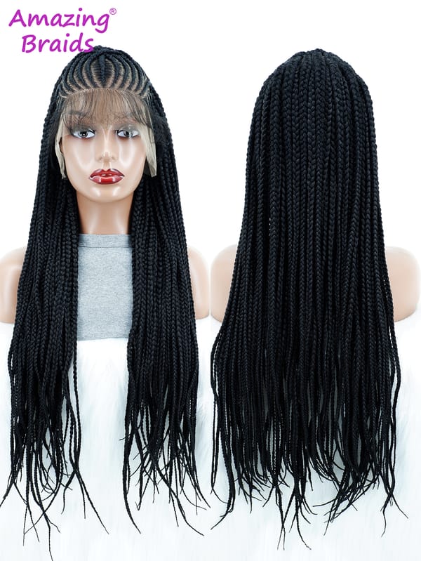 13X7 Lace Braided Wig Synthetic Braid Wigs Lace Frontal Wig with Baby Hair Box Braided Wig for Black Women Knotless Braid Wigs