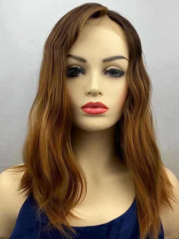 Short Natural Brown Wavy Transparent Lace  Synthetic Hair  with Bangs  Wavy Female Wigs