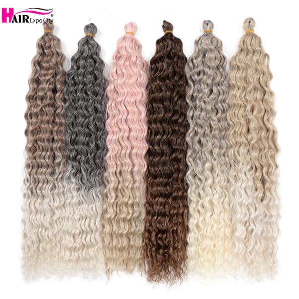 Ariel Curl Deep Wave Braiding Hair Extension Natural Synthetic African Afro Hair Water Twist Crochet Braids Hair Expo City