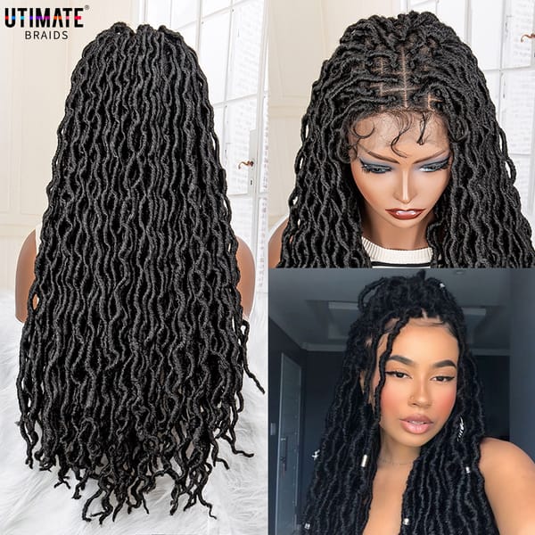 Synthetic Box Braided Wigs 26'' Locs Crochet Braiding Hair Crochet Hair for Black Women Hair with Dreadlocks Hair Extensions