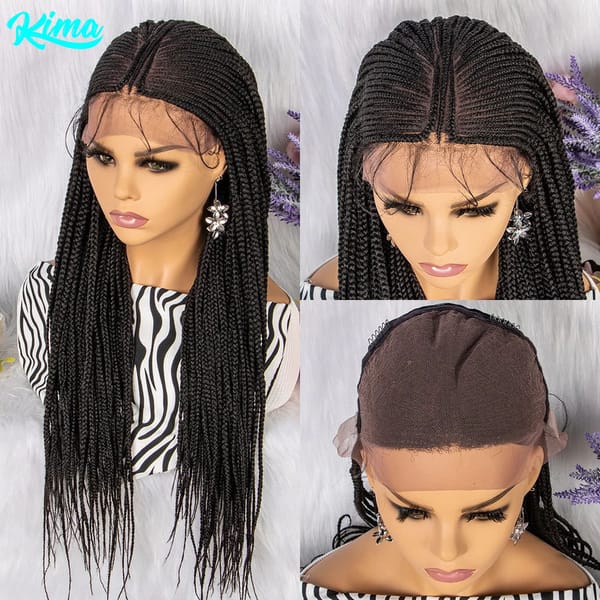 Braiding Hair Wig 30 Inches Braided Wigs For Black Women Ombre Long Synthetic Lace Front Box Braided Wigs Daily Use