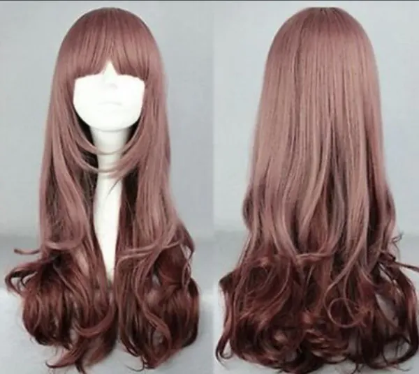 New Long Curly Mixed Brown Wavy Cosplay Fashion Hair Wig