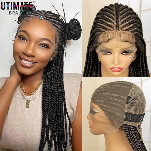 Synthetic Cornrow Box Braided Wigs Full HD Lace Box Braids Wig with Baby Hair for Black Women Lace Frontal Braiding Wig