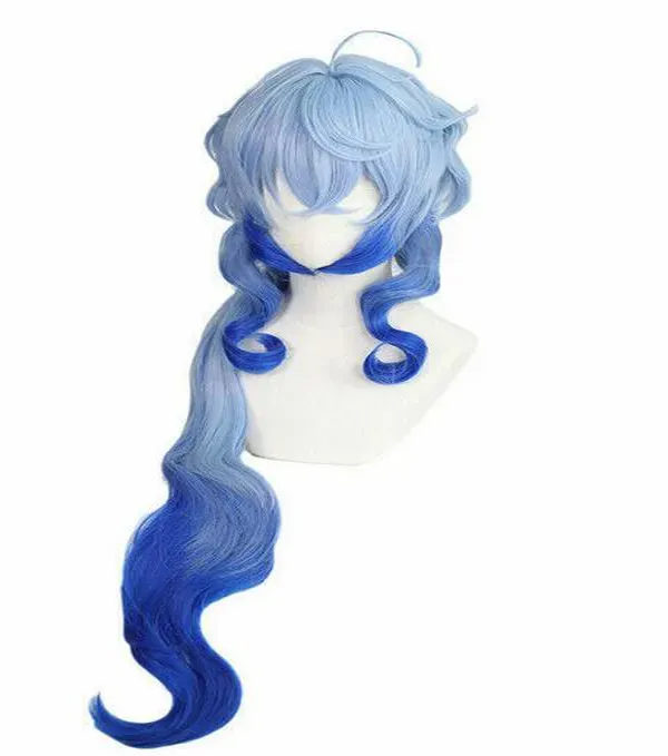 Harajuku Genshin Impact Ganyu Long Gradient Blue Wavy Party Cosplay Hair wig