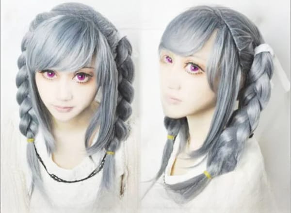 Free Shipping Fashion Gray Braid Danganronpa Dangan Ronpa Peko Pekoyama Cosplay Hair wig