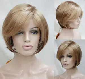 Ladies Wig Short Golden Blonde Straight Synthetic Hair Wigs Cosplay