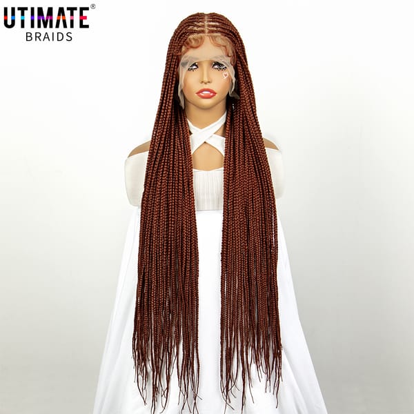 350# Colored Full Lace Knotless Box Braided Wigs for Black Women 32 Inches Lace Frontal Cornrow Braiding Wig with Baby Hair