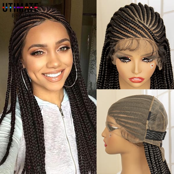 36 Inches Synthetic Full Lace Braided Wigs with Baby Hair Cornrow Braided Wigs for Black Women Twist Knotless Box Braid Wig