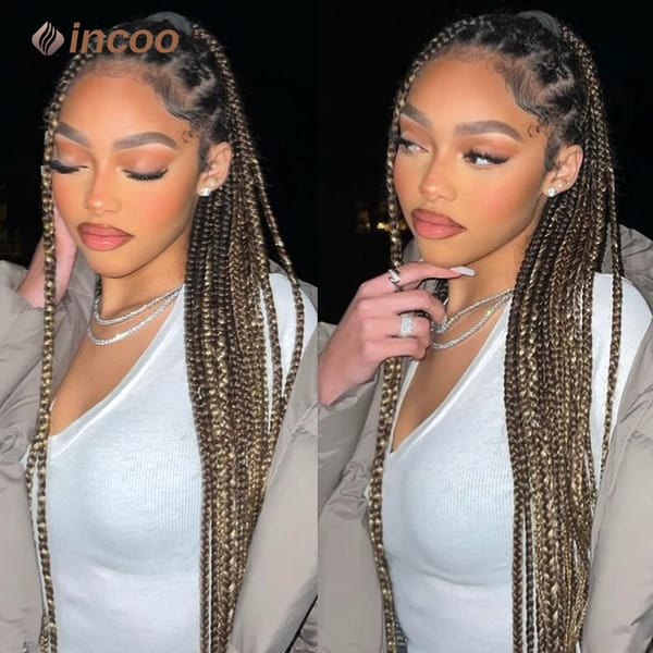 Incoo Synthetic Braided Wigs Full Criss Cross Braids Full Lace Wigs Black Wig Women Goddess Hair Knotless Box Braiding