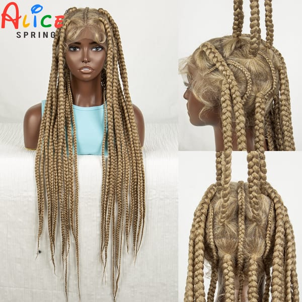 613 Blonde Synthetic Full Lace Braided Wigs Knotless Box Twisted Braids Hair Wig for Women Lace Front Cornrow Braiding Hair Wigs
