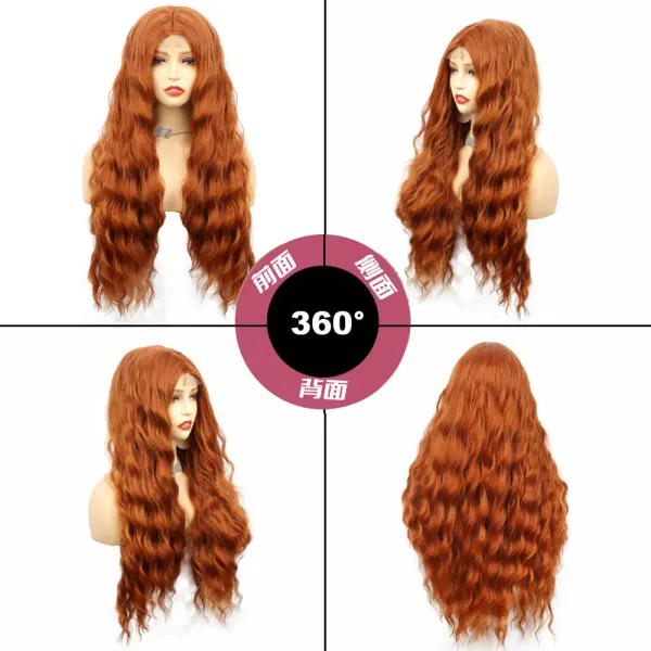 26" Long orange Curly Wave small Lace Front Hair Wig