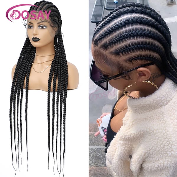 Dosay 11 Cornrow Synthetic Wig Braided Wigs Cornrow Knotless Braids Lace Wigs Braid Hair Wig For Black Women Classic Durable