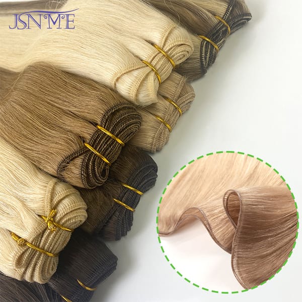 JSNME Straight Weft Extensions 100% Real Human Hair Weft Bundles Sew In Weft Extensions Brown Blonde 14"-24" Can Curly For Woman