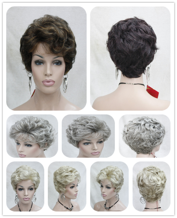 Ladies Wig Curly Wave Women Wig Golden Daily Fluffy Hair Wig