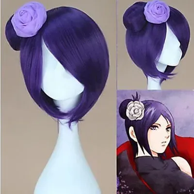 Fashion Konan Short Purple Straight Anime Cosplay Synthetic Hair Wig