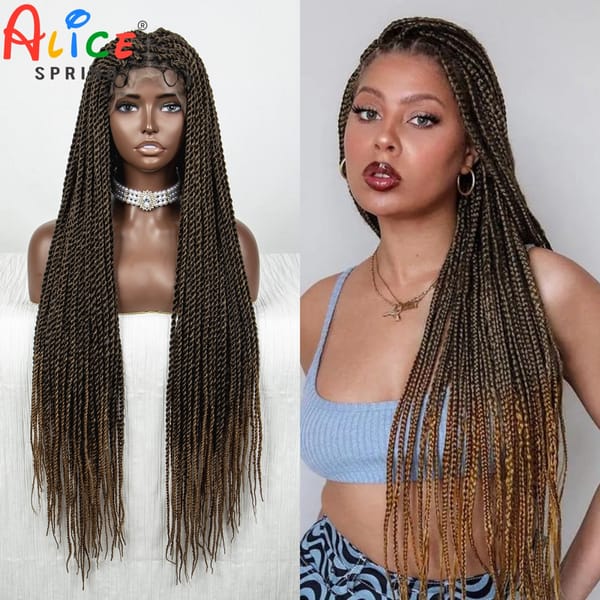 40 Inches Long Straight Synthetic Full Lace Braided Wigs Crochet Braiding Wig with Baby Hair for Black Women Colored Braded Wigs