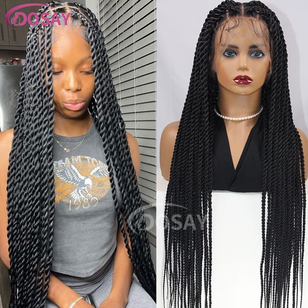 Synthetic Full Lace Braided Wigs For Black Women 36 Inch Long Senegalese Twist Braiding Hair Wig Box Braided Wig With Baby Hair