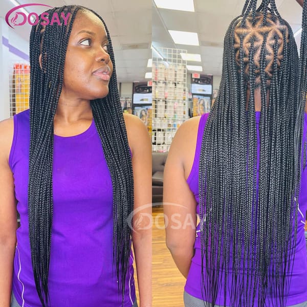 Dosay New Triangle Knotless Box Braided Wigs For Women 360 Full Lace With Baby Hair Natural Synthetic Braided Lace Wigs 26 Inch