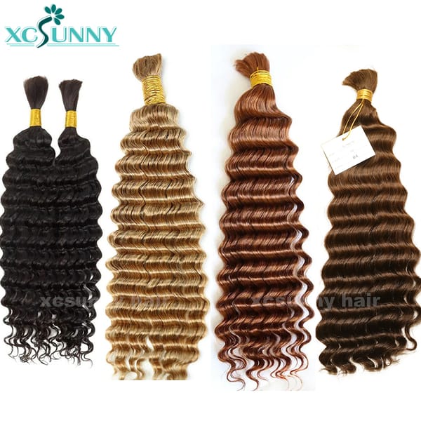 Bulk Human Hair For Braiding Curly Color 27 30 Double Drawn Deep Wave Bulk Human Hair No Weft Bundles For Boho Knotsless Braids