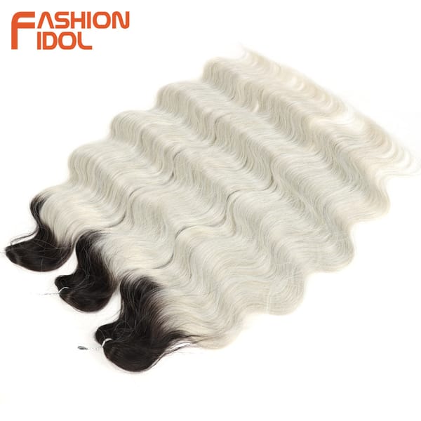 FASHION IDOL 24 Inch Body Wave Crochet Braids Hair Synthetic For Black Women Deep Water Wave Ombre Braiding Fake Hair Extensions