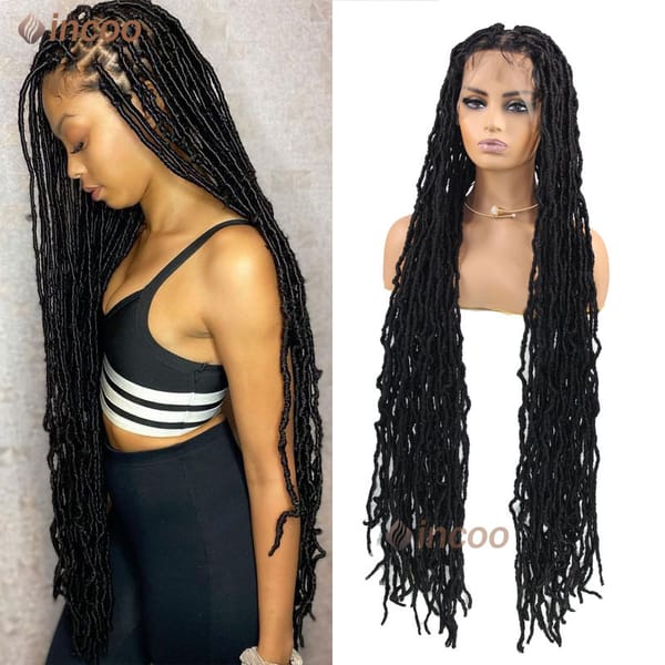 40 Inch Synthetic Full Lace Front Braided Wigs Butterfly Locs Crochet Hair Distressed Soft Locs Pre Looped Braid for Black Women
