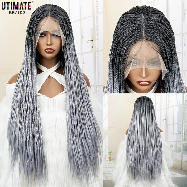 T Part 13x4 4x1 Lace Frontal Synthetic Braided Wigs for Women Cornrow Braids Wig 32 Inches African American Braiding Hair