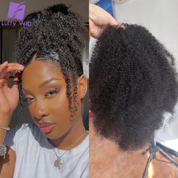 Afro Kinky Curly Drawstring Ponytail Human Hair Clip In Extensions Brazilian Remy Human Hair Ponytail for Black Women 12-26inch