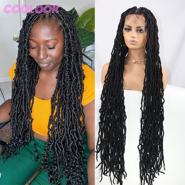 Synthetic Full Lace Braided Wigs 40 inch Twist Box Braided Wigs butterfly Locs Braids Lace Front Wigs African Square Hair Wigs