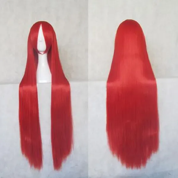 Fashion new Anime 100cm straight Long Red Straight cosplay hair wig With Bangs