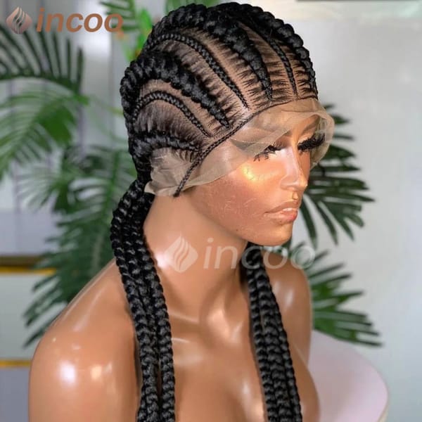 Braided Wigs Synthetic Full Lace Front Hair Wig Crochet Hair Braids Wig For Black Woman Afro Cornrow Twist Boxing Braided Wigs