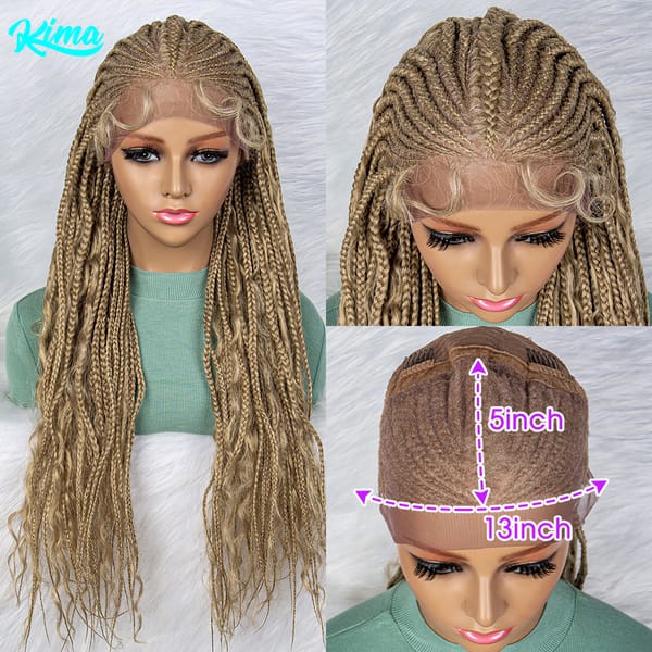 13x5 Lace Front Wigs Synthetic Lace Front Wigs Braided Wigs 28 inches Braided Wigs With Baby Hair Brown Transparent