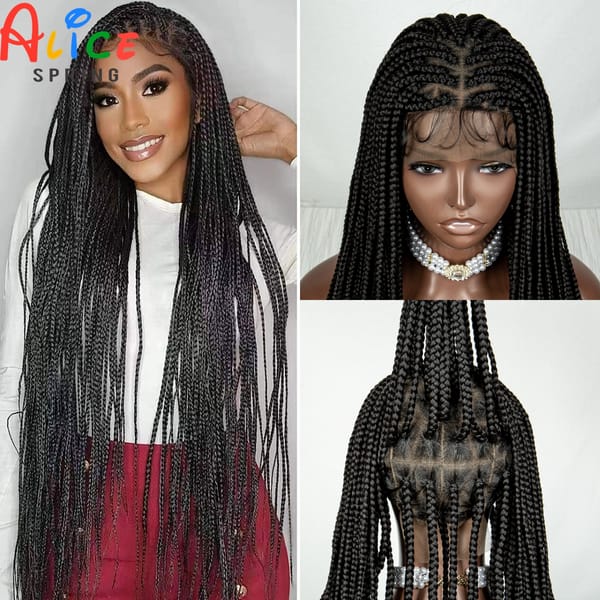 Straight Synthetic Full Lace Braided Wigs Knotless Box Braided Wig for Women Long Natural Cornrow Braids Wig with Baby Hair