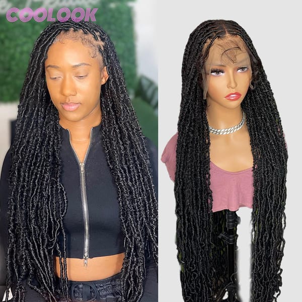 40 inch Synthetic Full Lace Braided Wigs Twist Box Braided Wigs butterfly Locs Braids Lace Front Wigs African Square Hair Wigs