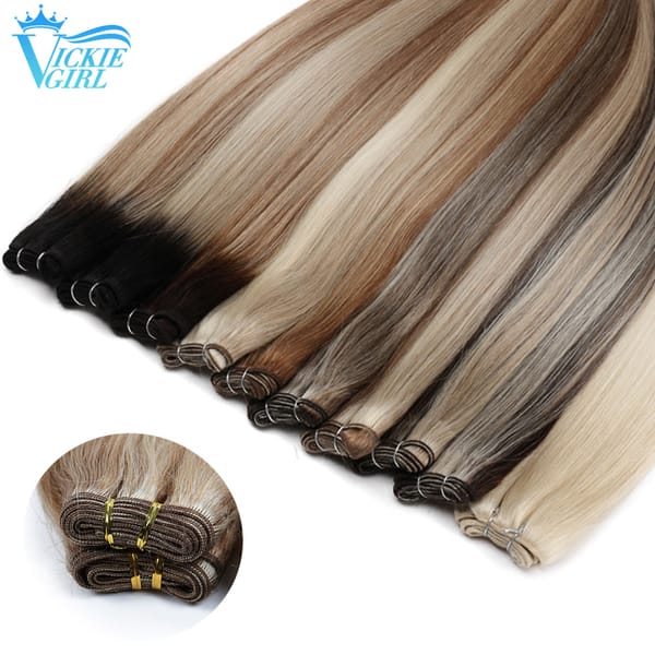 Straight Human Hair Weft Bundles Ombre Blonde Human Hair Extensions 100g/Pcs 16"-28"  Straight Remy Skin Double Weft