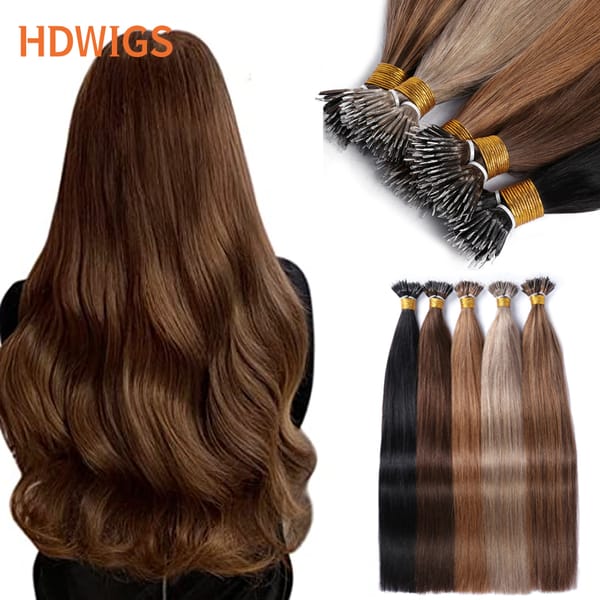 Straight Nano Ring Human Hair Extension 50pcs HDWIGS Brazilian Human Remy Hair Extensions Microlink Capsule Keratin Fusion Hair