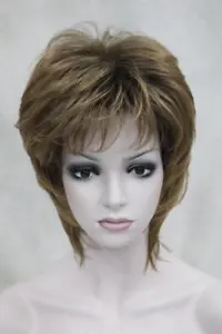 New Women Short Ladies Wig Golden Brown Curly Daily Hair Wig