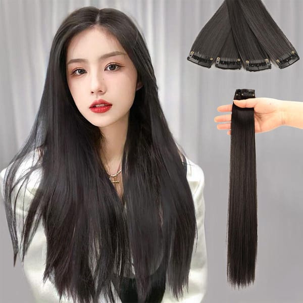 Women Invisible Seamless Long Straight Wig Natural Fake 1pcs  Increase Hair Volume Hair Extensions 30cm